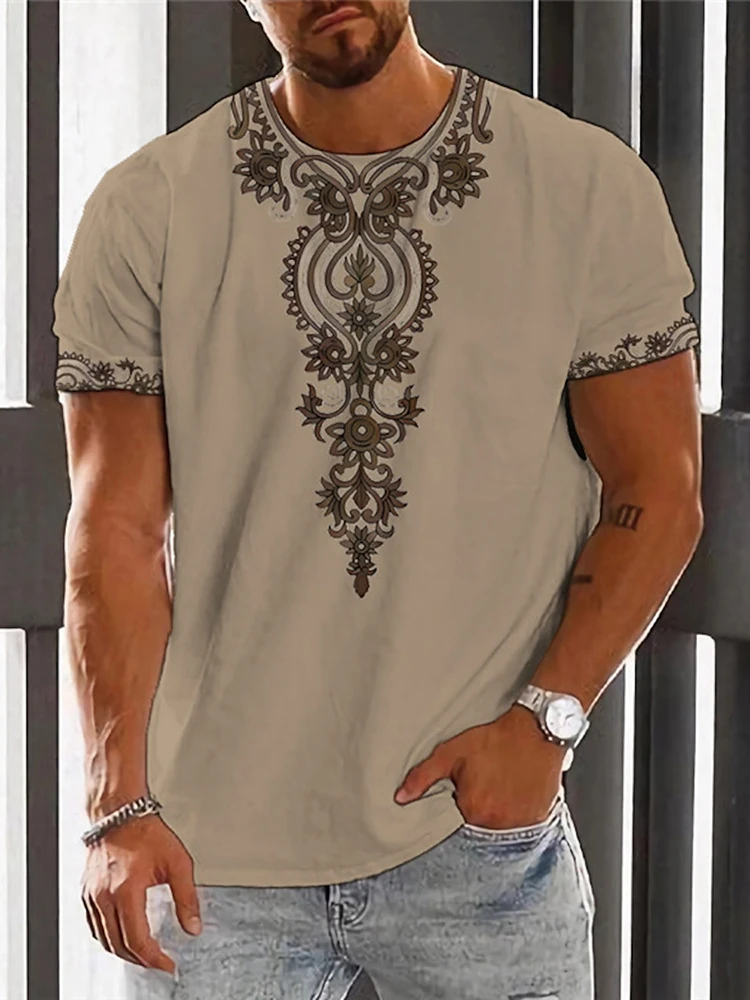 African Clothes For Men Dashiki T Shirt Traditional Wear Clothing Short Sleeve Casual Retro Streetwear Vintage Ethnic Style