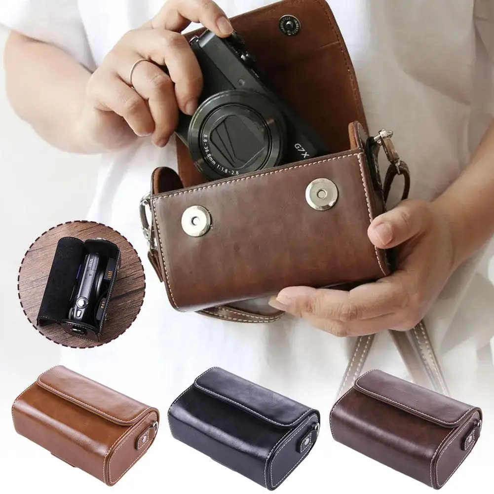 Universal Retro Camera Case For Canon G7x3 G5X2 RX100 Series ZV1RX1007 LX10ZS220 Ricoh GR3 PU Leather Portable Camera O3D3