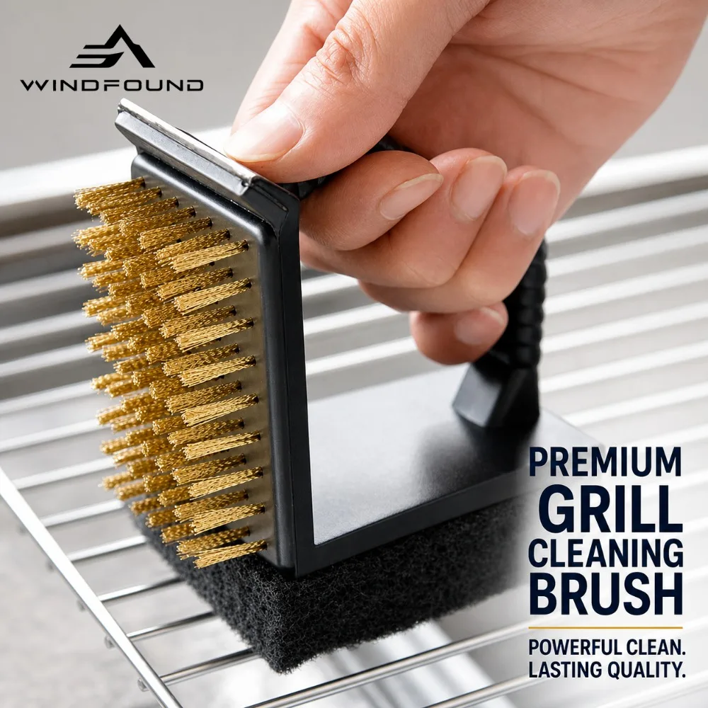 Portable Multifunctional 3-in-1 Stainless Steel Grill Cleaner—a Must-have for Camping and Barbecues Perfect for Outdoor Cooking