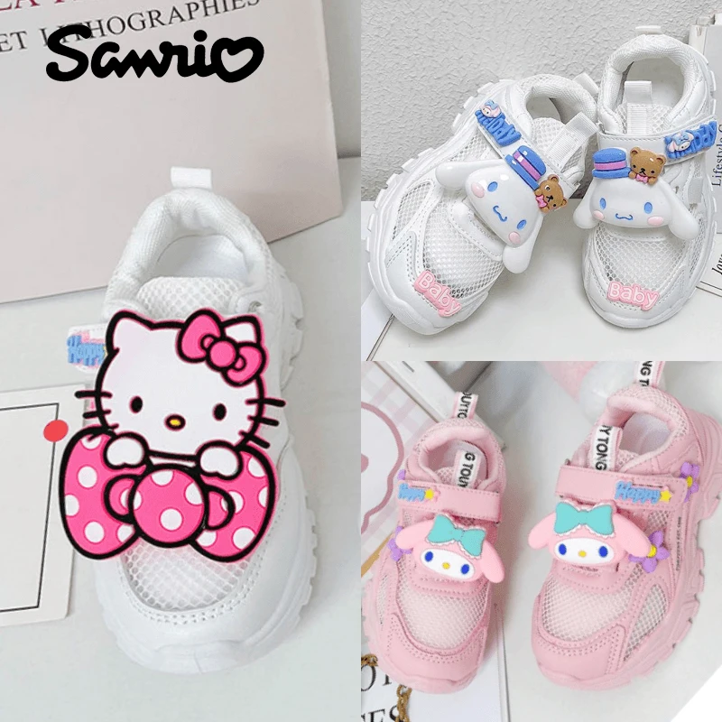 Sanrio Hello Kittys My Melody Cinnamoroll dziecięce trampki dziewczęce siatkowe buty sportowe lekkie, oddychające buty do biegania nowość