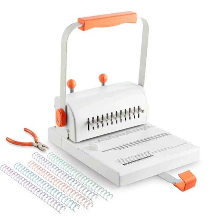 

Binding Machine Kit 2:1 Hole Pitch Book Binding Kit with 10PCS 5/8'' Wires and Plier, Manual Paper Punch Binder for DIY Noteboo