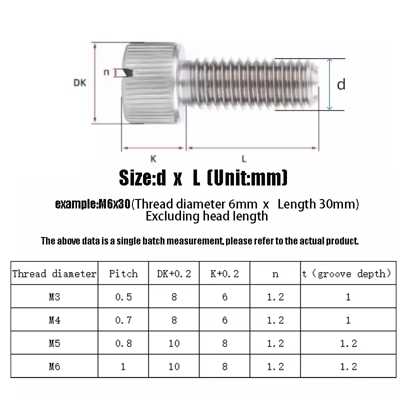 M3 M4 M5 M6 Metric Slotted Stainless Steel 304 Single Head Hand Screw Big Cap Big Head Round Knurled Flat Head Torsion Screw