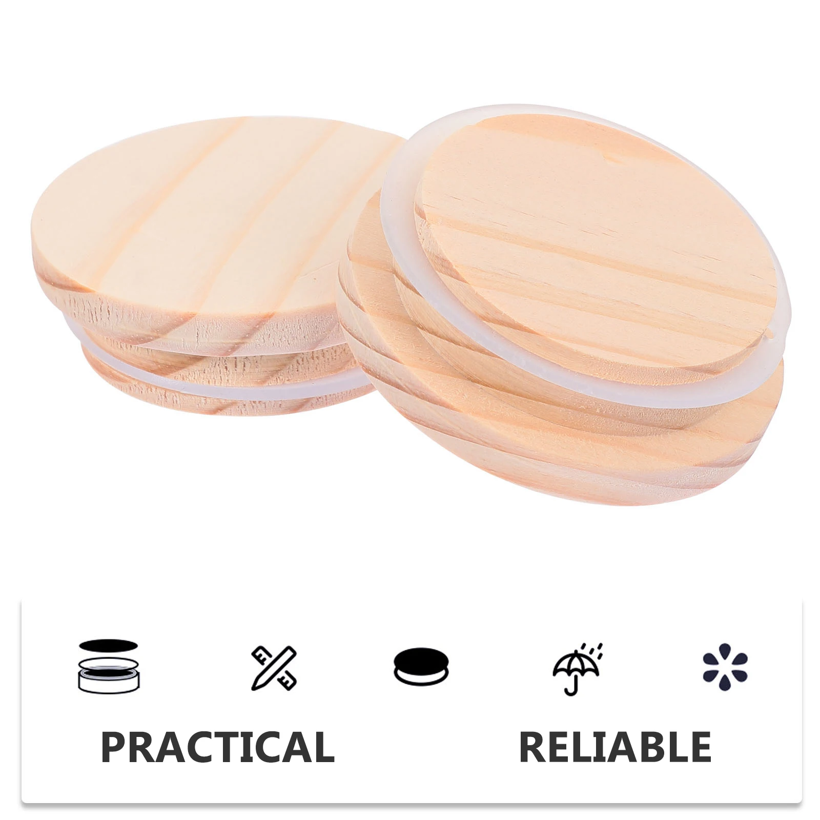 

5 Pine Sealed Covers Reusable Wood Coffee Cup Lids Wear Resistant Bottle Cover Jar Lid Glass Jar Wood Lid
