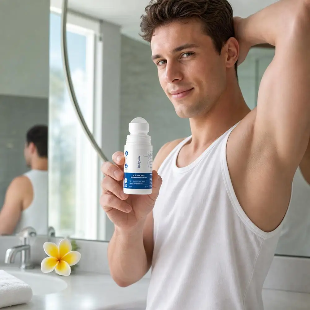 Be Bodywise 4% AHA‑BHA Underarm Deodorant Roll‑on/Scalp Roller Essence Lighten Dark Armpit Gentle Exfoliating Sensitive‑Safe