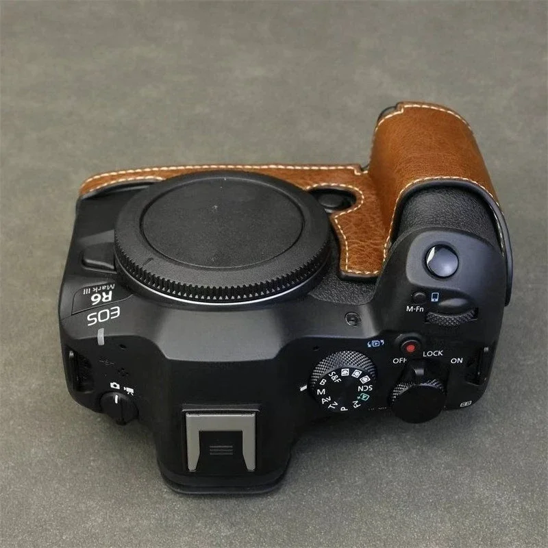 Camera Protective Leather Case For Canon R6III retro protective case R6II base EOS R5 anti-drop camera bag half set camera bag