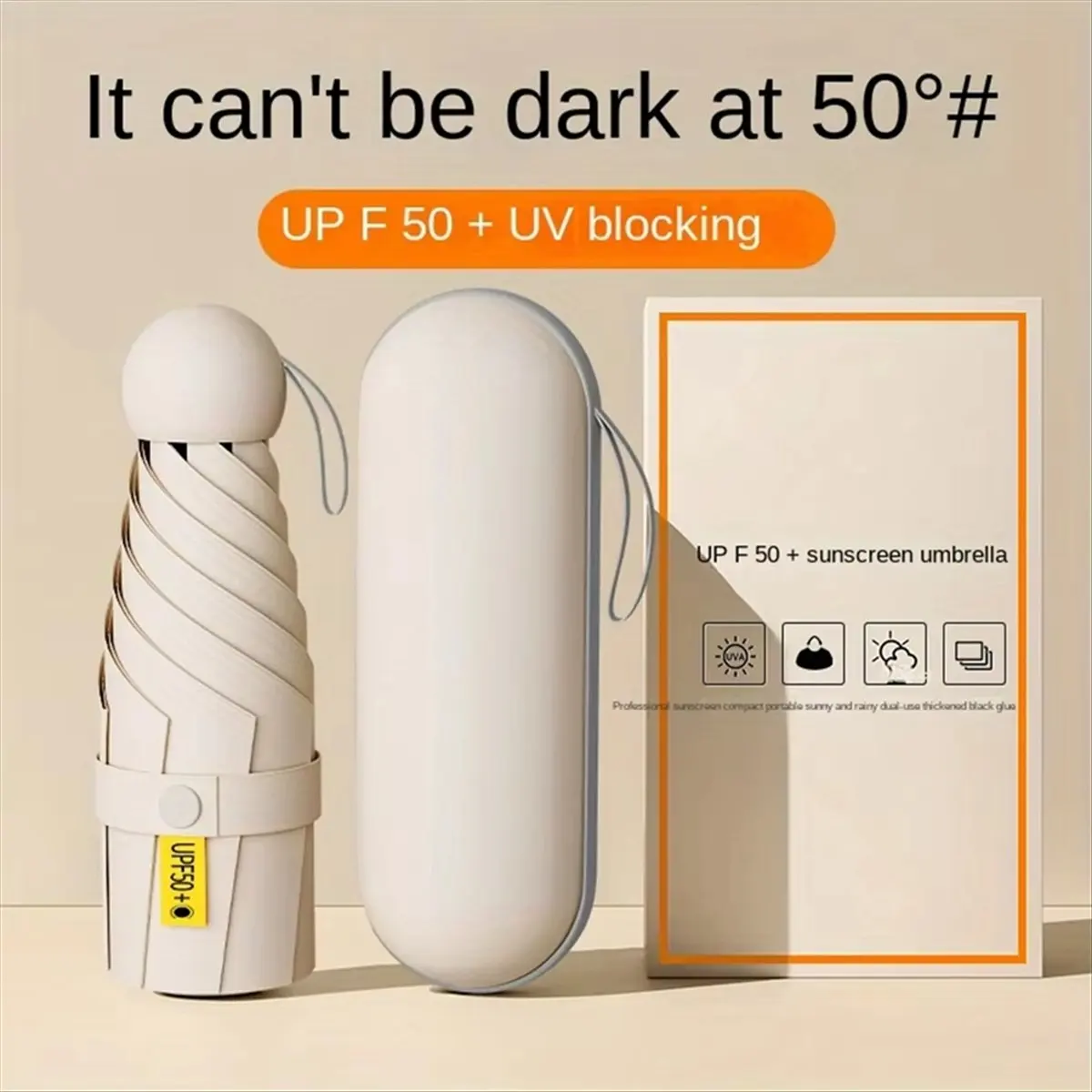 1pcs Anti-Uv Mini Umbrella for Sunny and , Portable with Uv Coating and 6 ReinforcedRibs