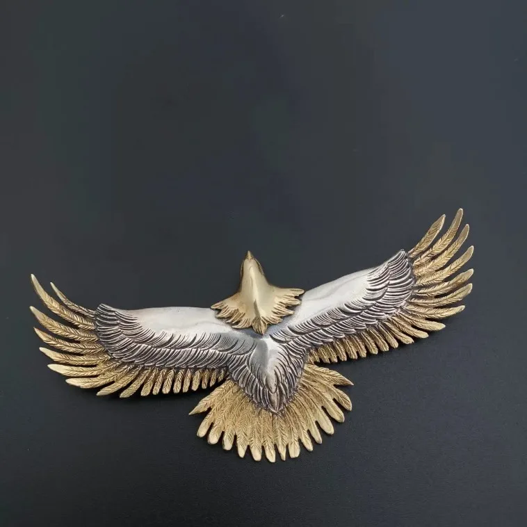 

Eagle Spread It Wings to Serve the Four Seas Eagle, двухцветное ожерелье с подвеской, индивидуальная цепочка для свитера для пожилых пар, хип-хоп