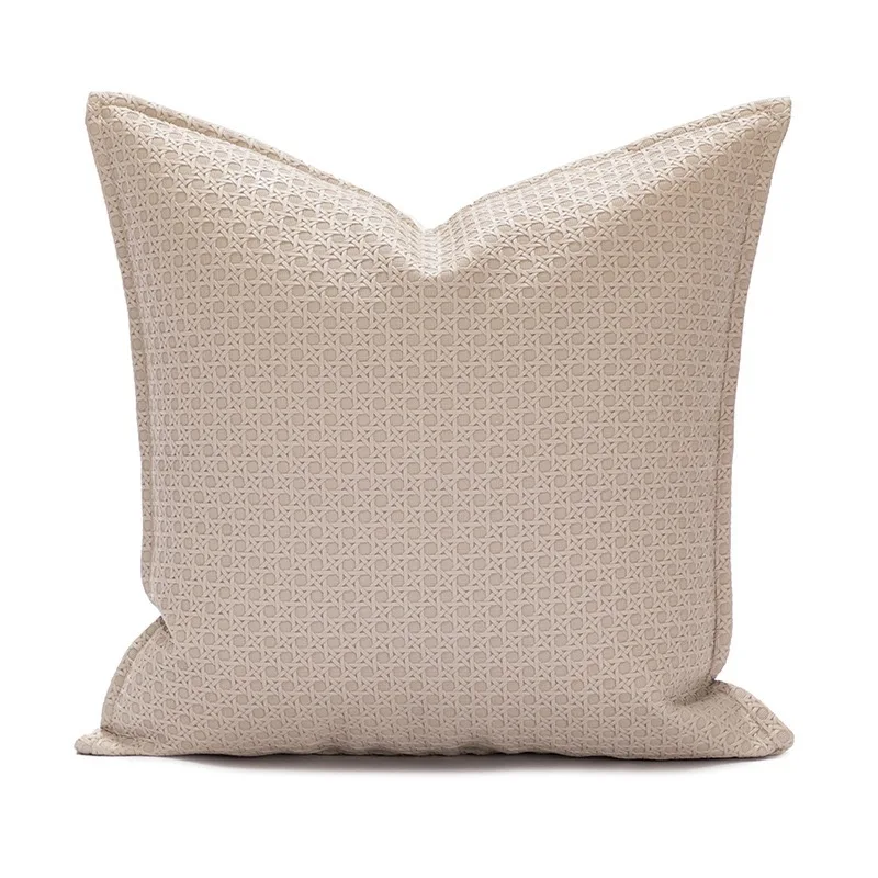 Modern Geometric Small Hexagon Pillow Blue Purple Jacquard Woven PU Leather Cushion Cover Square Decorative Gift Case 1 Pc Set
