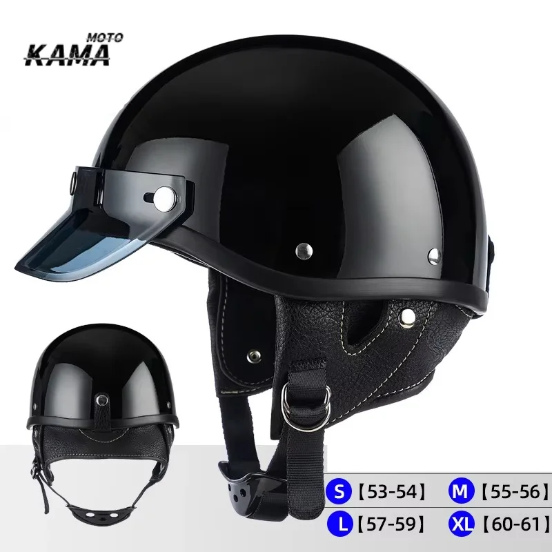 Retro White Half Face Motorcycle Helmet Vintage Motorbike Helmets Men Women Unisex Scooter Four Seasons Helmet Cascos Para Moto