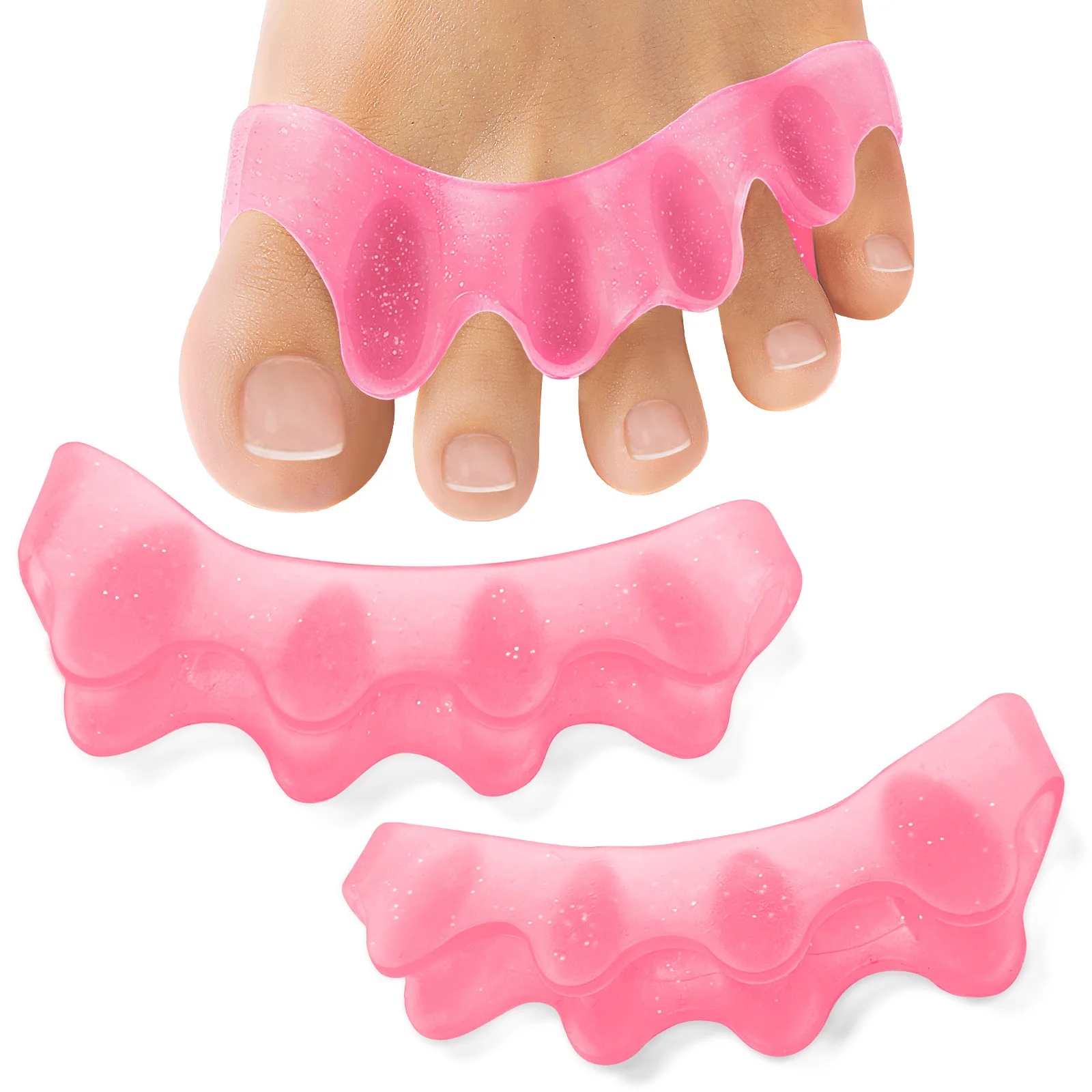 2Pcs/pair Silicone Pink Toe Separator Bunion Toes Overlap Orthopedics Hallux Valgus Correction Foot Health Care Clamp Protector