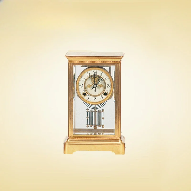 European classical Western antique Colorful charm 24K gold-plated Elegant class Four-ming clock