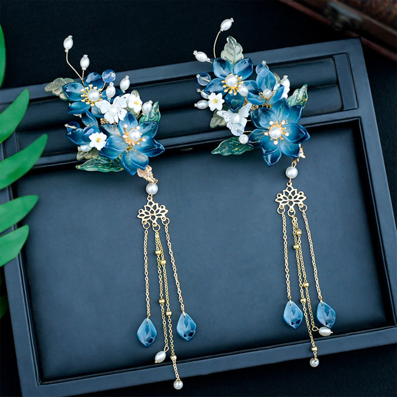 1 Paar Vintage-Haarspangen, trendige handgefertigte Haarnadeln mit Blumenquasten, Hanfu-Kleid, exquisite Kopfbedeckungen, eleganter Schmuck, Haar-Accessoires – Detail 17