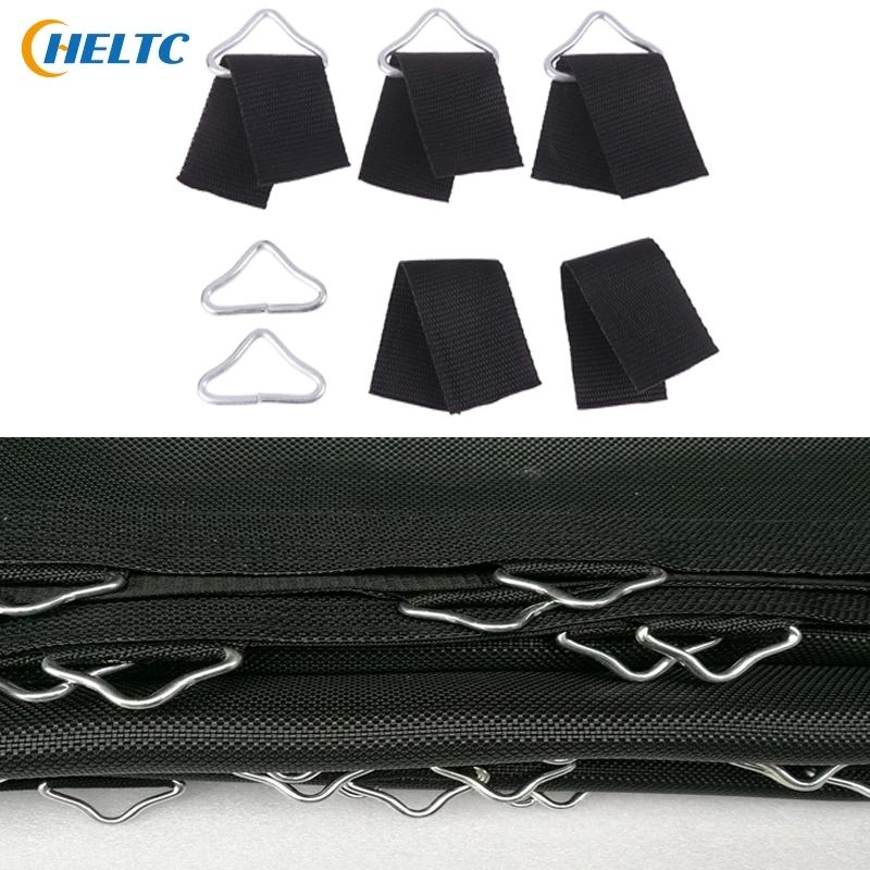 5 Sets Black Stainless Steel Triangle Rings Buckle Loop Ring V-rings Straps Trampoline Mat Parts Replacement Repair Tool