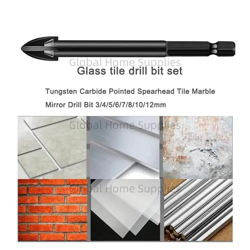 10Pcs 3/4/5/6/7/8/10/12mm Cross Hex Drill Bit Set for Tile Porcelain Glass Mirror Multifunction Tile Porcelain Carbide Drills - Image 6