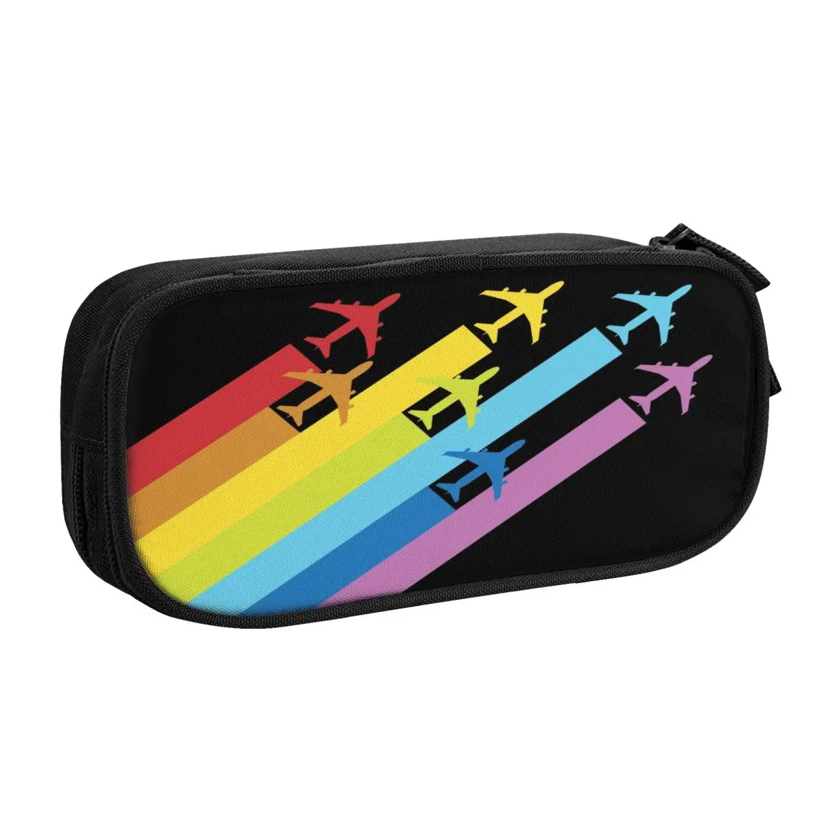 Imagem -02 - Arco-íris Aviões Chemtrail Lápis Cases Grande Armazenamento Aviação Fighter Pilot Pen Bolsa Caixa Material Escolar Personalizado