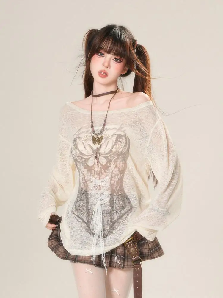 Erwofeina Hotsweet تانك القمم الجرافيك تي شيرت 2000s الملابس Y2k كم طويل تيز الكورية موضة ملابس امرأة الصيف رداء علوي غير رسمي