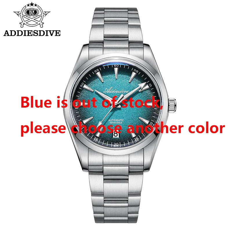 

ADDIESDIVE Men Luxury Dress Automatic Mechanical Watches 39mm Gradient Blue Waterproof Luminous Fashion Gada Watch New AD2094