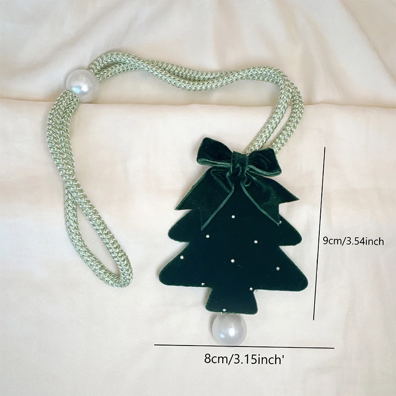 Christmas Bow Curtain Tieback Xmas Tree Bow Knot Curtain Rope Decorative Curtain Holder for Sheer Fabric Curtains Christmas Gift