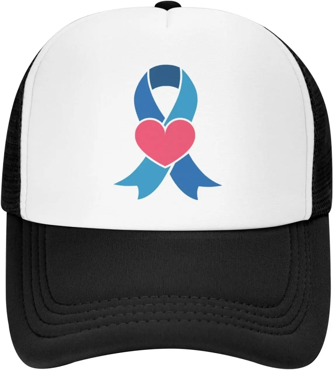 Diabetes Awareness Ribbon Heart Trucker Hat Unisex Mesh Baseball Snapback Cap Outdoor Casual