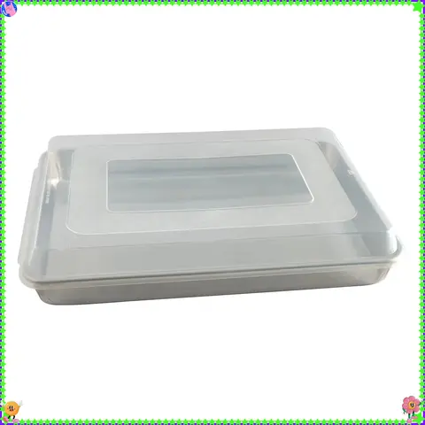 2 Piece Aluminum Bakeware Set with 13”x18” High Sided Half Sheet Pan & Lid, Durable Baking Sheets for Oven Cooking