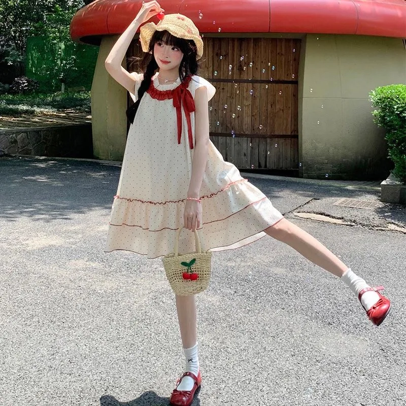 Japanese Kawaii Lolita Dress Pure Color Elegant Sweet Fairy Short Party Dress Summer Vintage Clothing Y2k One Piece Dress Korean - Image 2