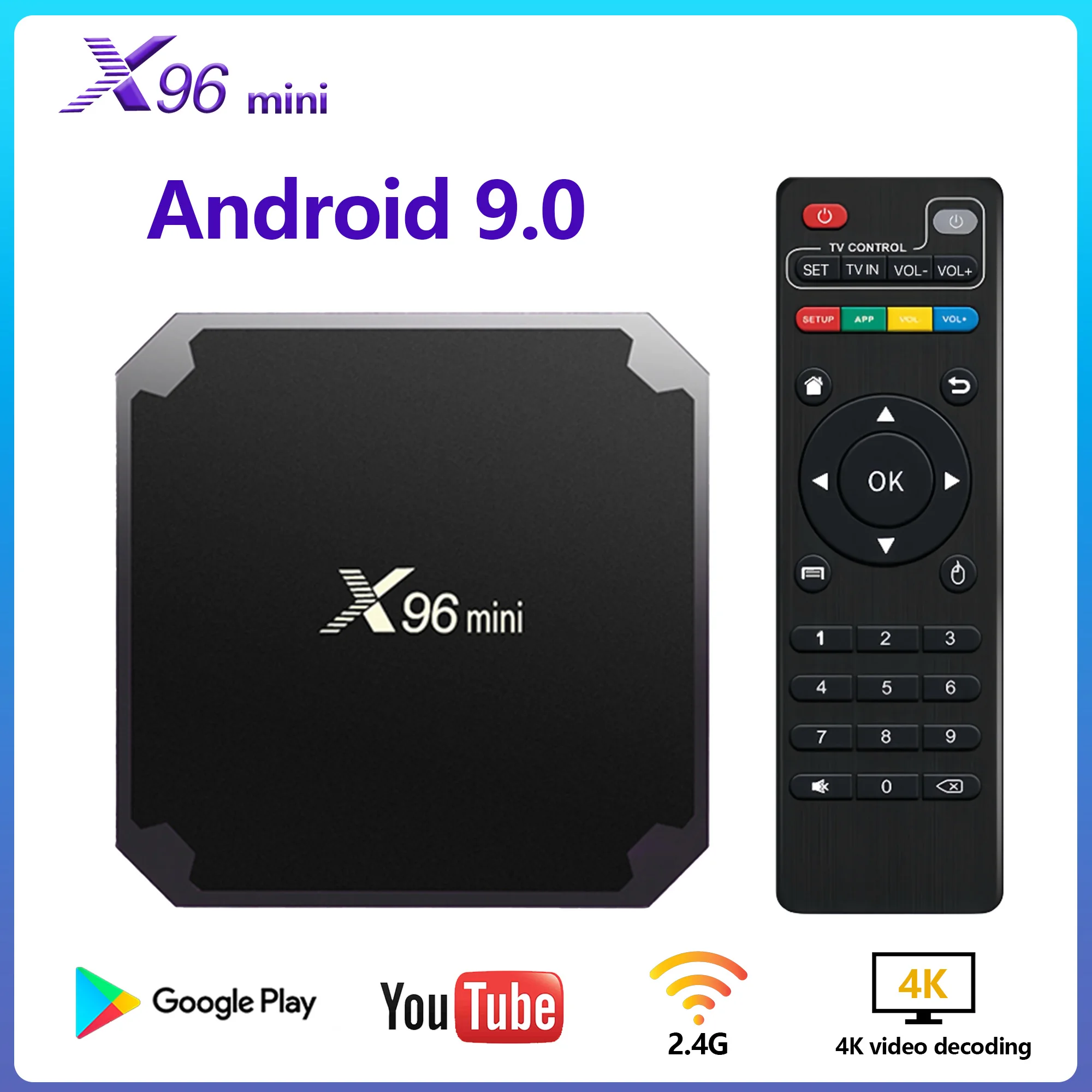 X96 Mini Smart TV BOX Android Allwinner H313 Quad Core A35 Support Google 4K 30 Fps HDR WiFi 2.4GHz 1GB RAM 8GB Rom Media Player
