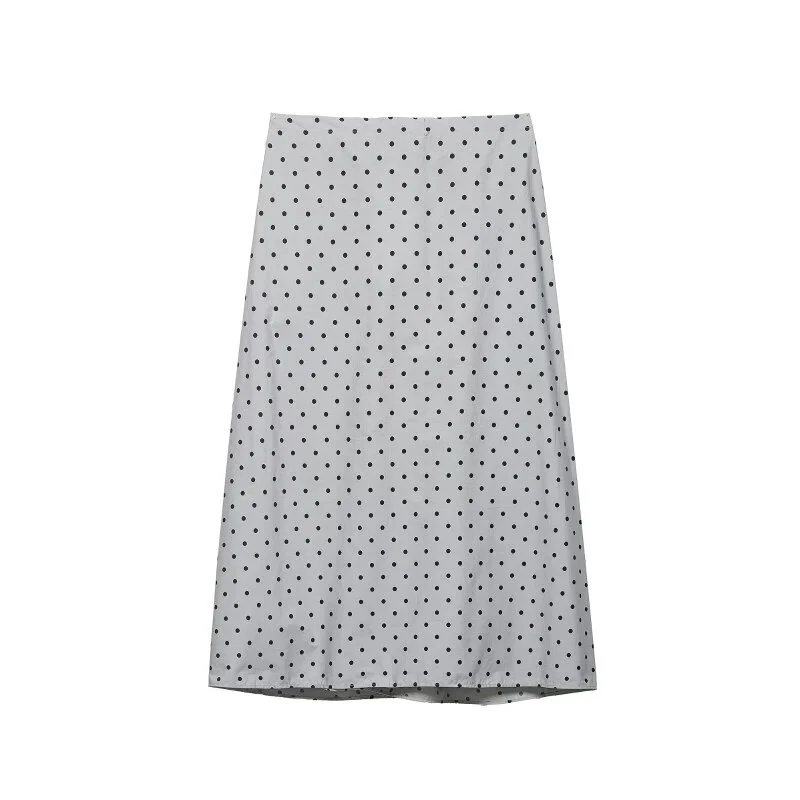 Summer Casual Polka Dot Skirt for Women Elastic Waist Drawstring Comfortable Long Skirt Daily Wear Travel Outfit ﻿
