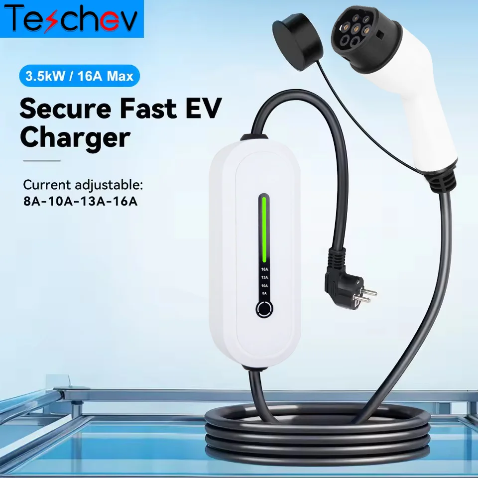 

Teschev 3.5 Meters Poratbel EV Charing Cable 16A 3.5kW Electrical Car Charger EV Charger Type1 j1772 Type2 IEC62196 GBT