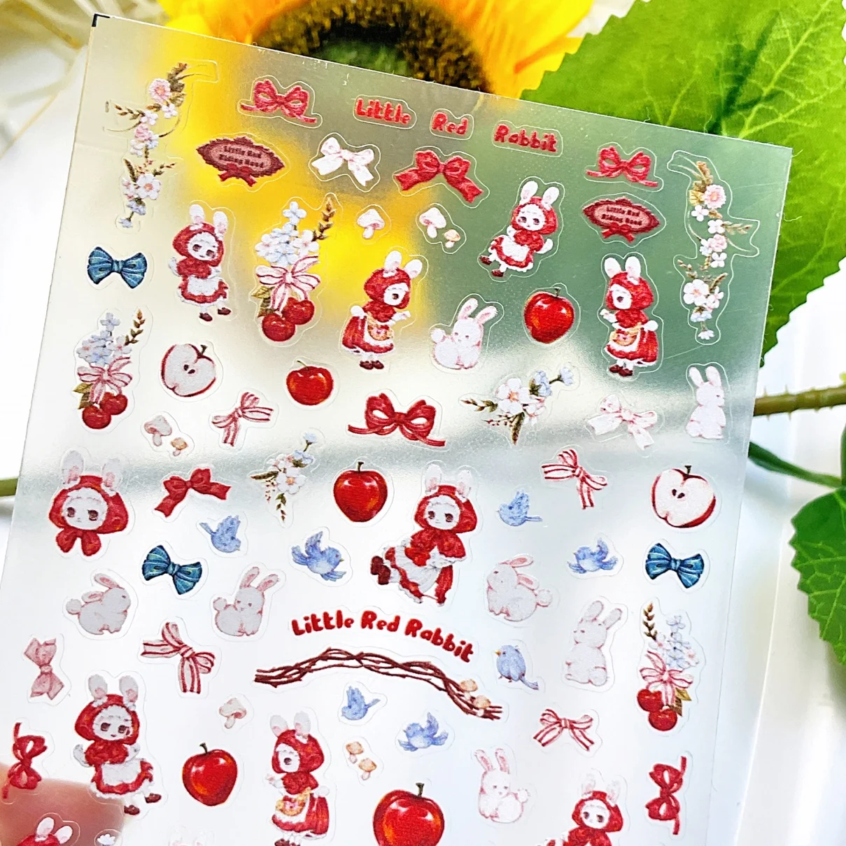 1 sheet Nail art Stereoscopic Bunny Little Red Riding Hood pastoral fairy tale Rococo cute cartoon nail sticker