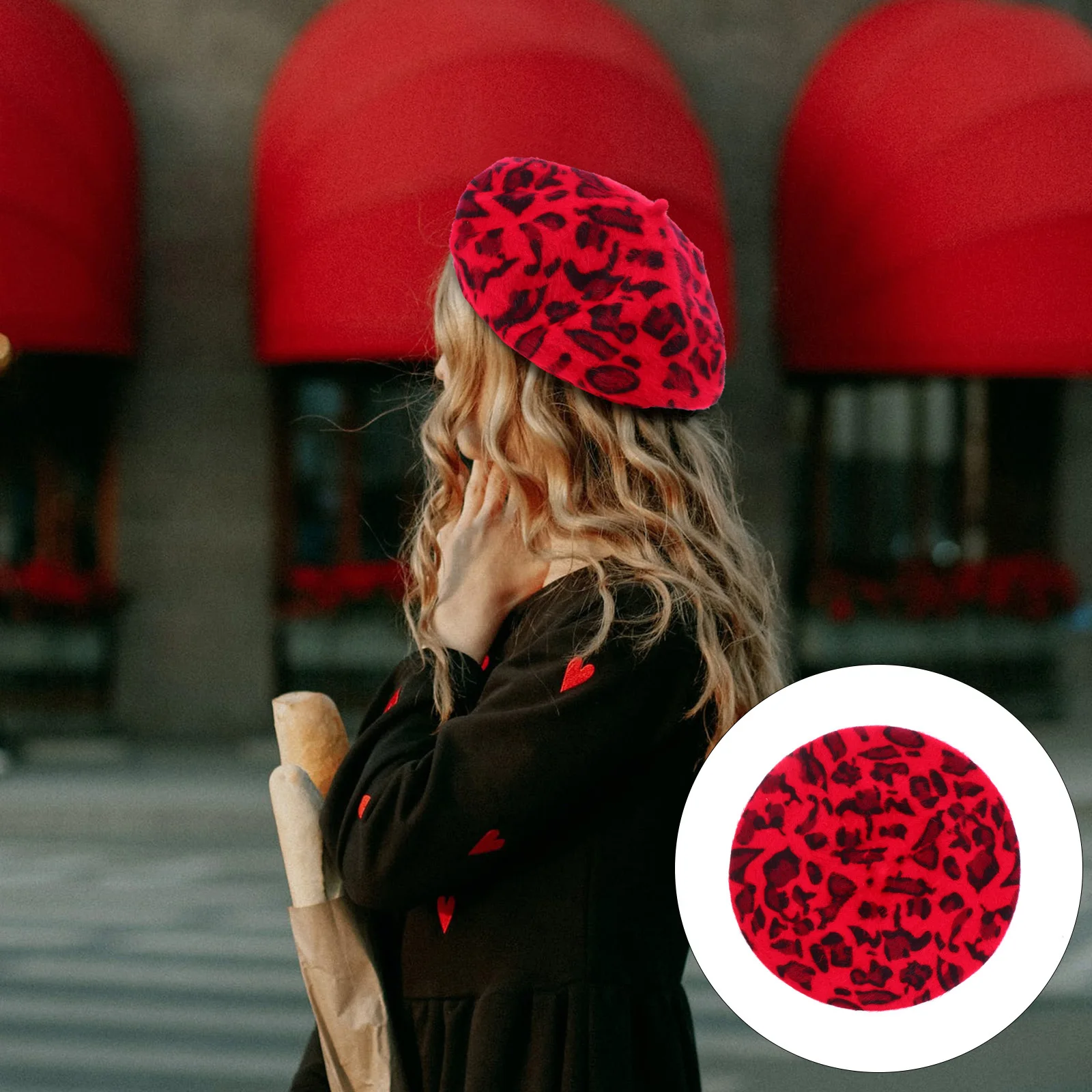 

1Pcs Beret Female Warm Beanie Hat Leopard Printing Design Hat Winter Good-Looking Fashion Beret Lovely Beanie Cap