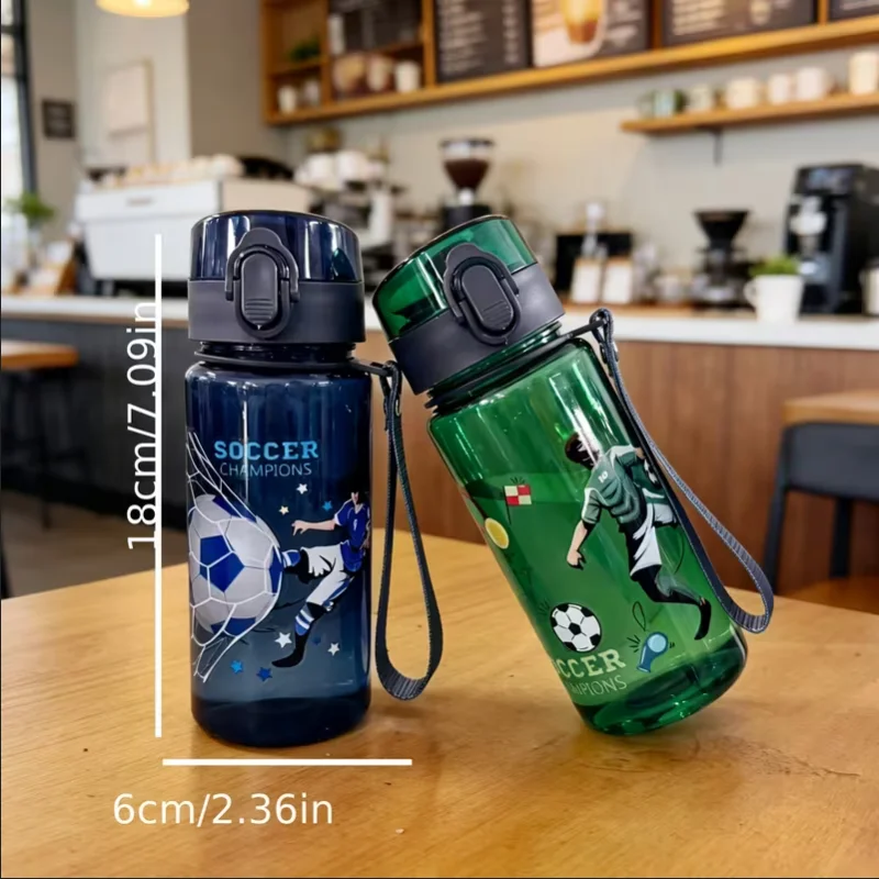Cute Water Bottle with Carrying Strap, Direct-Drink Cup with Pop-Up Lid and Handle, Leak-Proof Portable Water Bottle 400ml view 3