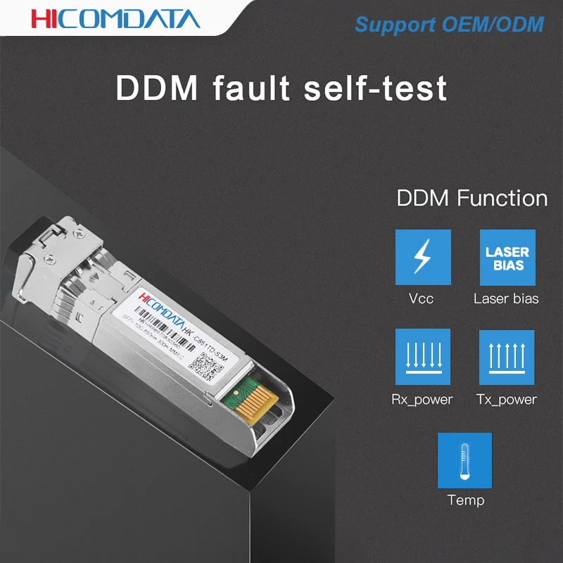 HICOMDATA Fibra Optica Fiber Optic Sfp 10gb Module 10G SFP+ Duplex LC Multi-Mode 850nm 300m SFP Module