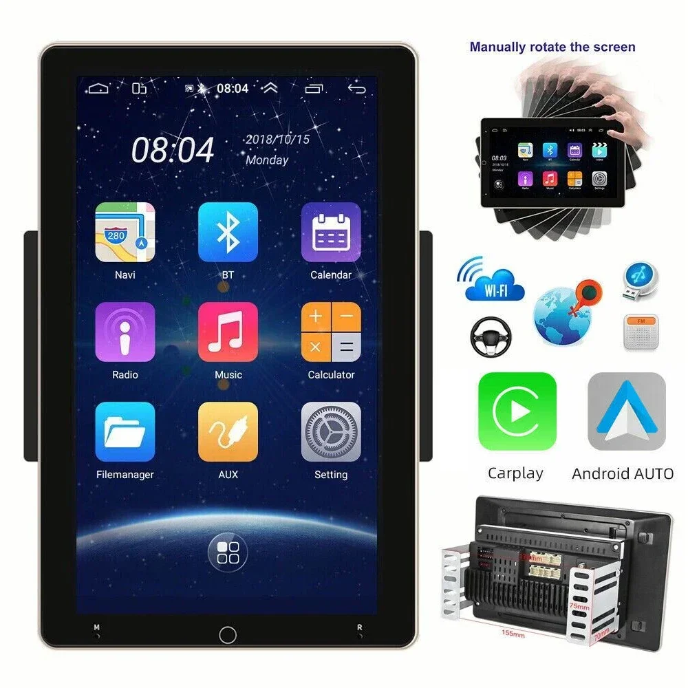 

10.1 Inch Universal double 2 din Rotate Android 13 Car Radio Auto wireless Carplay Vedio Multimedia Player Bluetooth GPS Screen