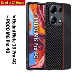 Funda for POCO M6 Pro 4G Case for Xiaomi Redmi Note 13 Pro 4G Case Carbon Fiber Texture PU Leather Cover Shockproof Back Capa