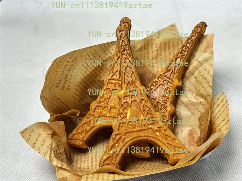 High Quality Tower Shaped Waffle Making Machine Electric Customized Paris Tower Waffle Pancake Maker Baker Snack Equipment