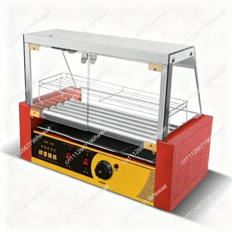 Automatic Sausage Grill Hot Dog Maker 5 Roller Commercial Hotdog Machine Electric Sausage Cooker