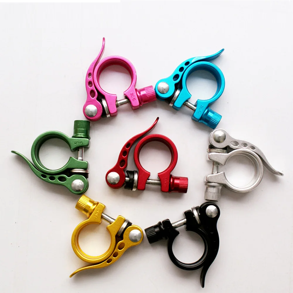 Bike Seat Tube Clamp 28.6/31.8/mm 34.9 Mountain Bike Bicycle Seat Tube Clamp Quick Release Buckle Aluminum Alloy Seat Tube Clamp