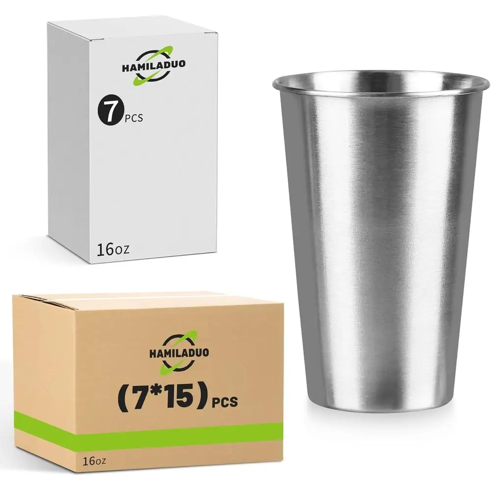 

105Pack 16 oz StainlSteel Pint Cups,StainlSteel Cup,Pint Cup Tumbler，water Tumbler,Stackable,Reusable,BPA ree, (105)