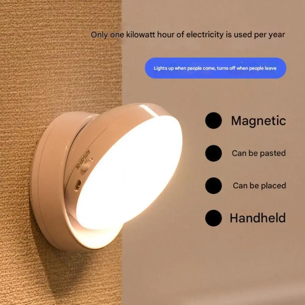 360 Rotated LED Night Light Intelligent Human Induction USB Charging Wall Lamps Round Creative Cabinet Light