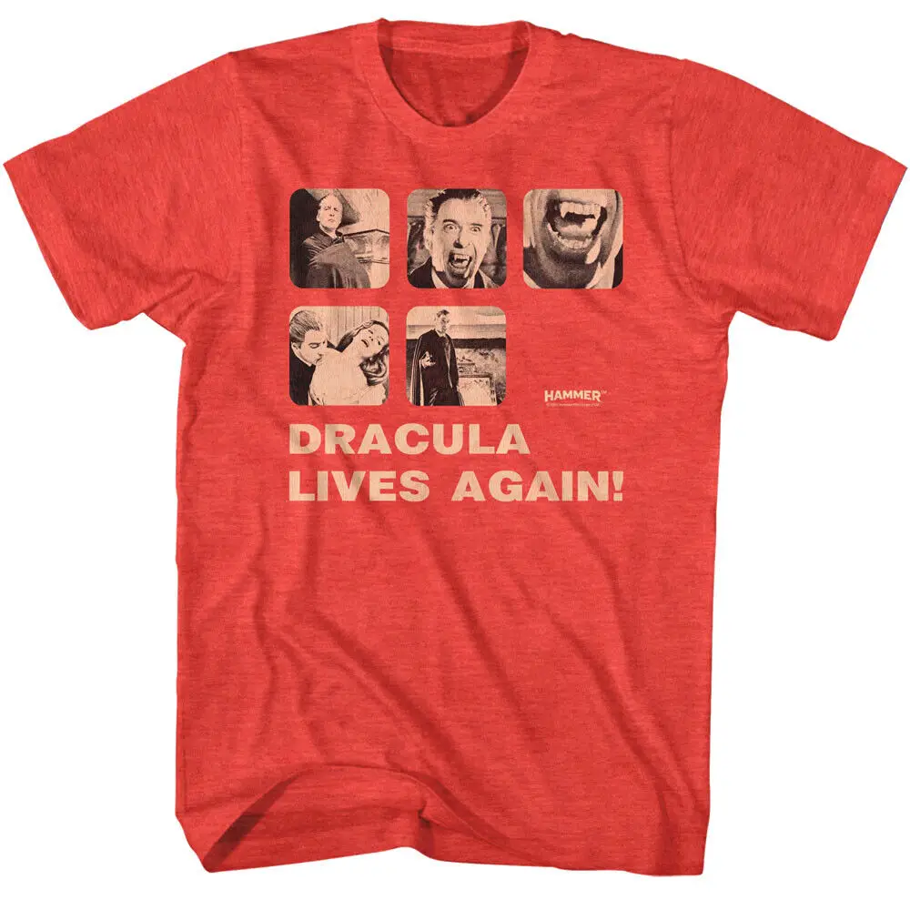 Dracula Lives Again Men'S T Shirt Vampire Hammer Horror Christopher