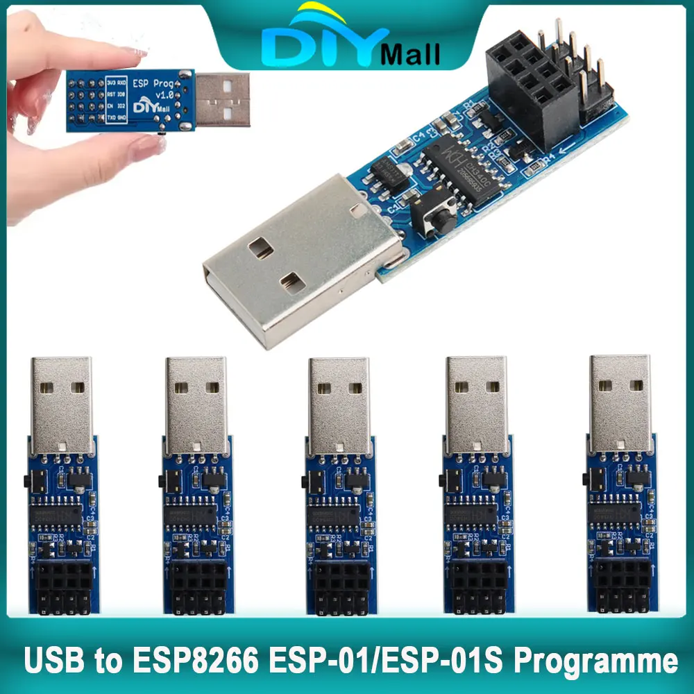 

USB to ESP8266 ESP-01/ESP-01S Programmer with Auto-Download Circuit WiFi Module Flasher for Arduino IoT Projects RESET Function