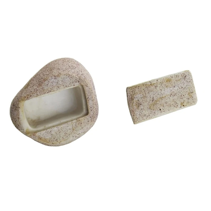 หินเทียมซ่อนกุญแจเงิน Anti-lost Insurance Resin Garden Rock Hider Box