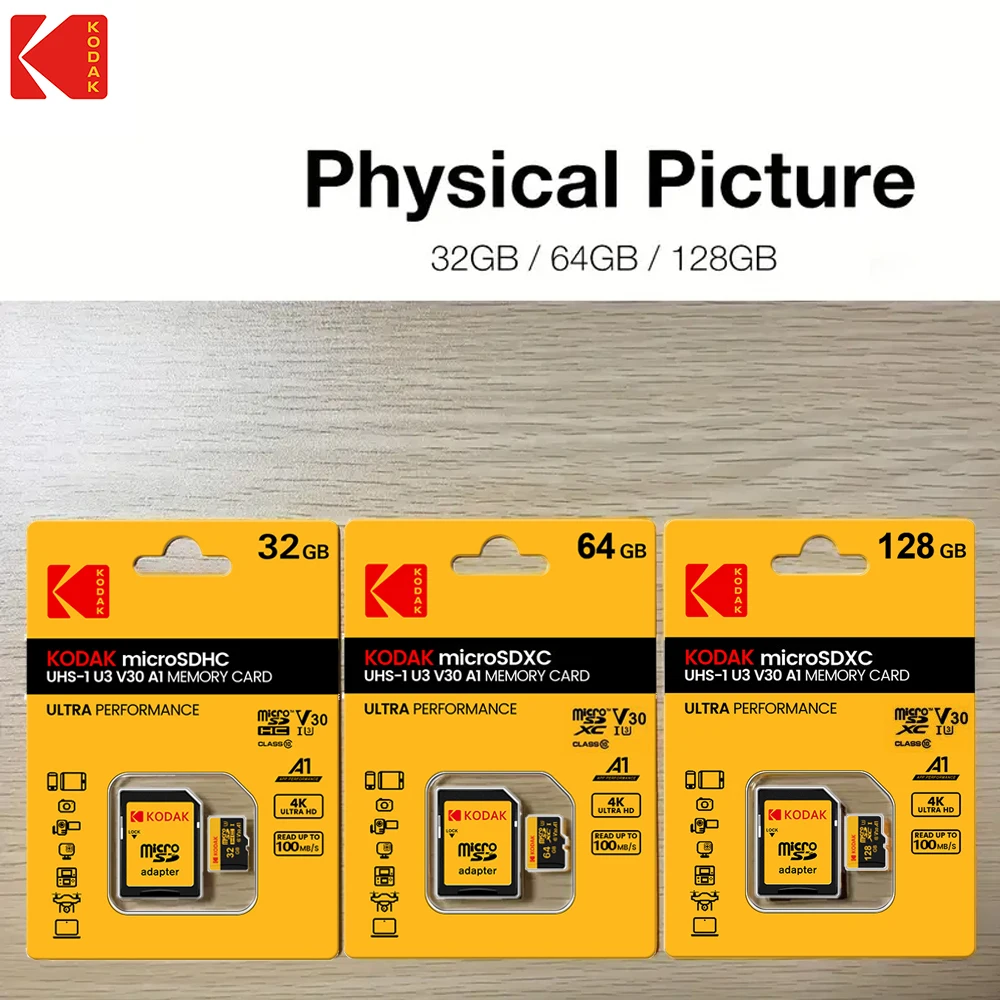 

KODAK High Speed MicroSD Memory Card 32GB 64GB 128GB Performance Memory Card for Phone & Camera With SD Adapter