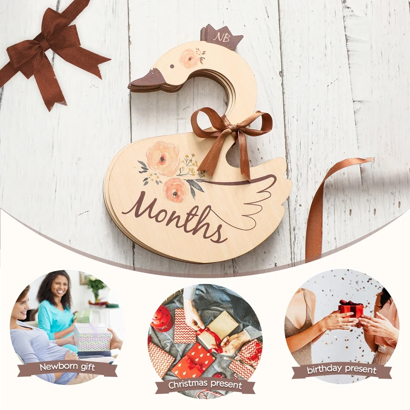 7Pcs/Set Baby Closet Dividers 24 Months Newborn Closet Dividers Wardrobe Organizers  Infant Wooden Swan Shape Clothes Dividers