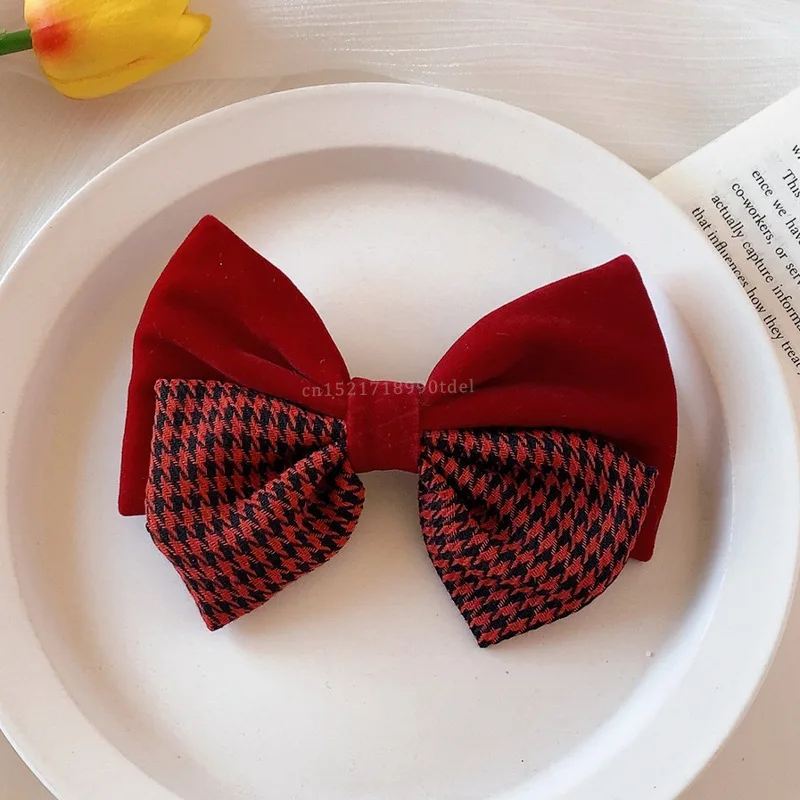 Velvet Bow Hair Clip Elegant Bow Tie Hairpins Vintage Barrettes  For Women Girls Black Wine Red Hairpins Hair Accessories