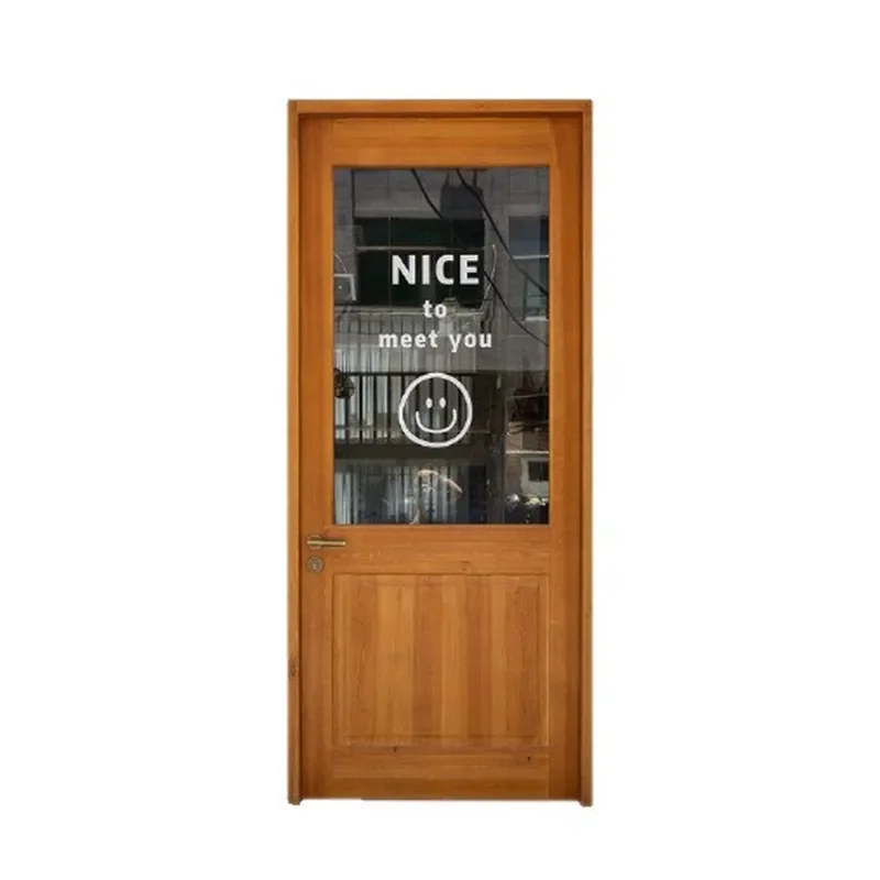 Solid Wood Commercial Glass Door Anti Theft Entrance for Coffee Dessert Shop Facade Storefront Double Leaf Security Entryway