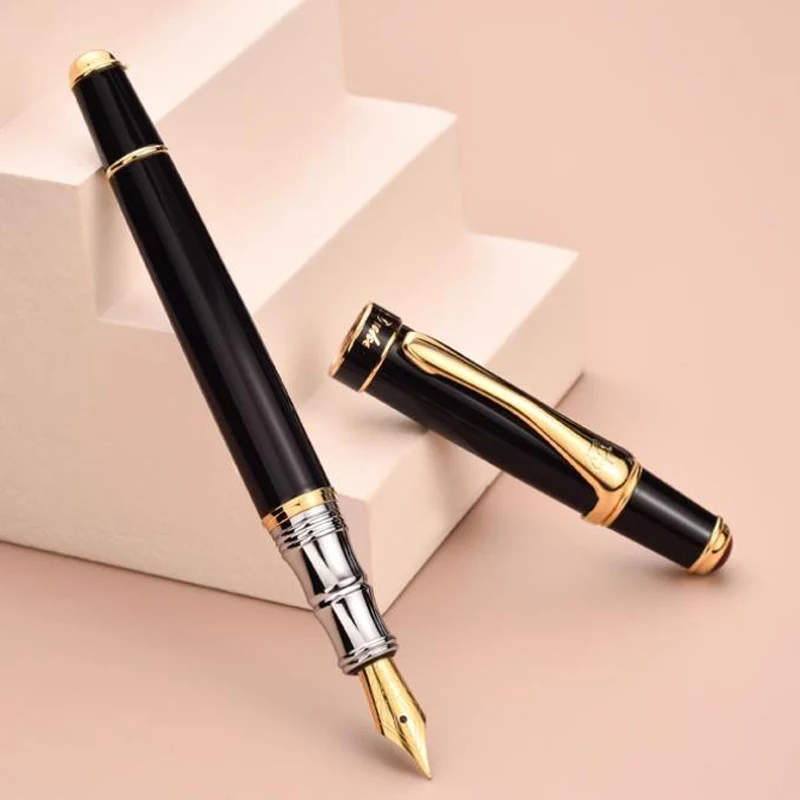 Duke High Grade Black & Golden Fountain Pen EF & F Nib 0.38 & 0.5mm For Writing Pen GFP005