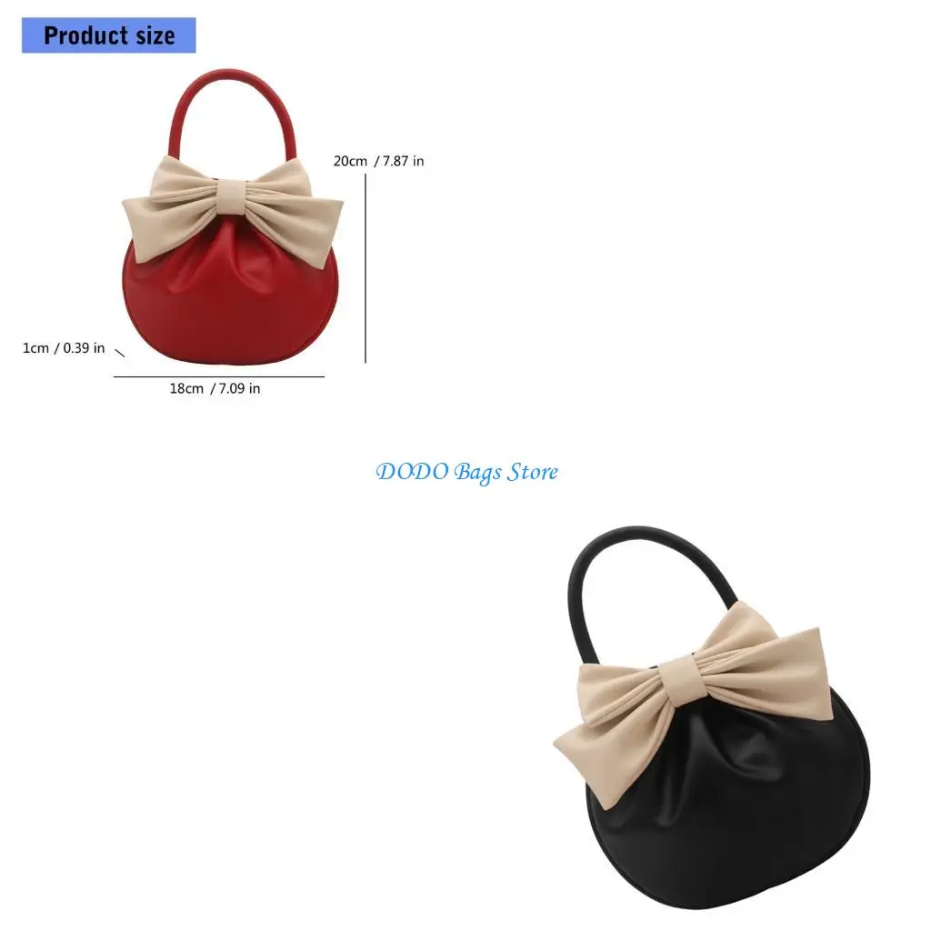 

Modern PU Evening Bag Compact Top Handle Purse for Phone and Wallet Handbag with Bows Detail Gift For Women and Girls