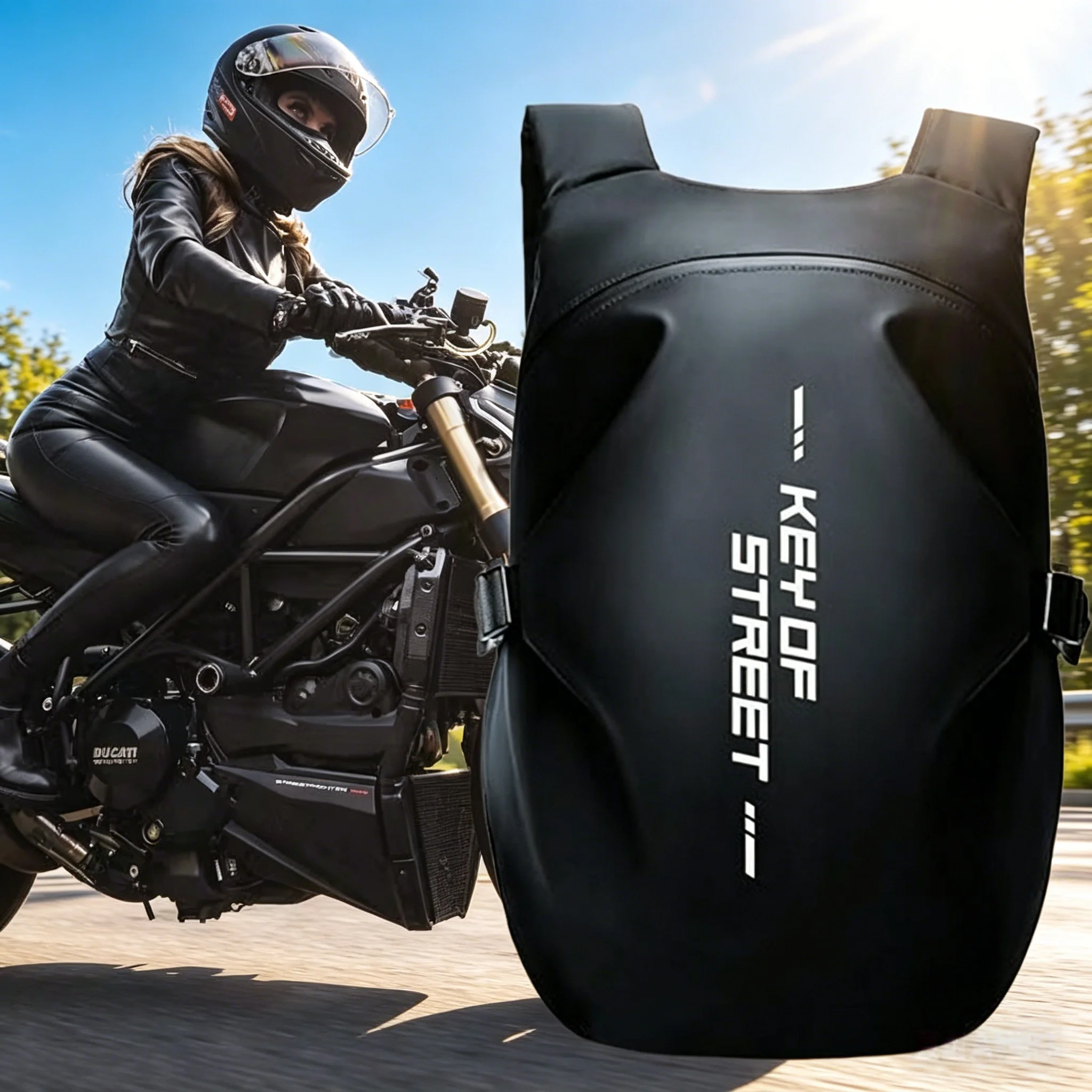 Water-Repellent Large Capacity Cycling Backpack Motorcycle Helmet Bag Reflective Sports Bag for Outdoor Activities