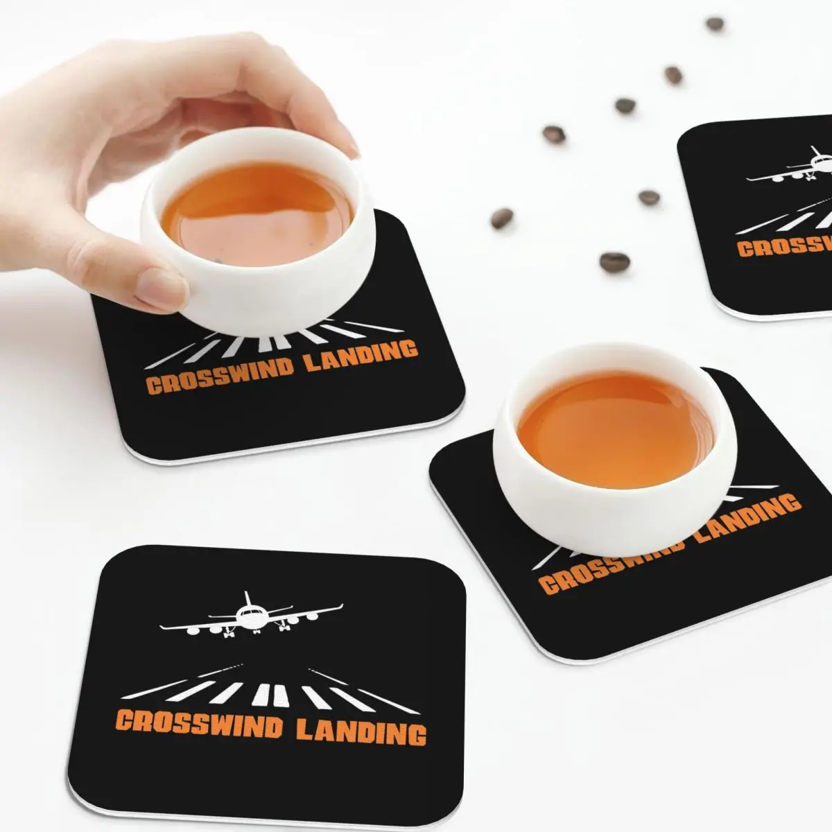 

Airplane Crosswind Landing Coasters Kitchen Placemats Insulation Cup Coffee Mats For Decor Home Tableware Pads Set of 4